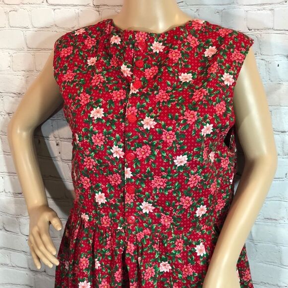 Vintage Handmade Holiday Poinsettia Smock … - Picture 2 of 10